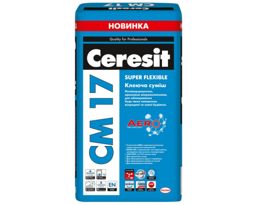 Клей для плитки Ceresit (Церезіт) СМ17/25кг Aero (Super Flexible) 25кг