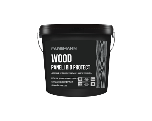 Лак акриловий матовий для вологих приміщень Kolorit Farbmann Wood Paneli Bio Protect база ЕР 9л
