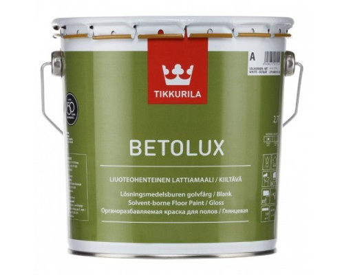 Фарба поліуретаново-акрилатна для підлог Tikkurila Betolux (Тіккуріла Бетолюкс), базіс А, 9л