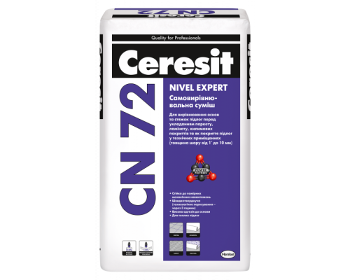 Самовирівнювальна суміш Ceresit (Церезіт) CN 72 Nivel Expert 25 кг для вирівнювання основ та стяжок підлог (товщина шару від 1* до 10 мм)