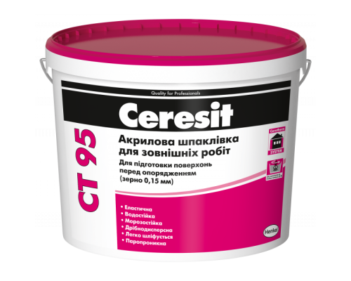 Шпаклівка акрилова для зовнішніх робіт (0,15мм) Ceresit (Церезіт) СТ95 10л